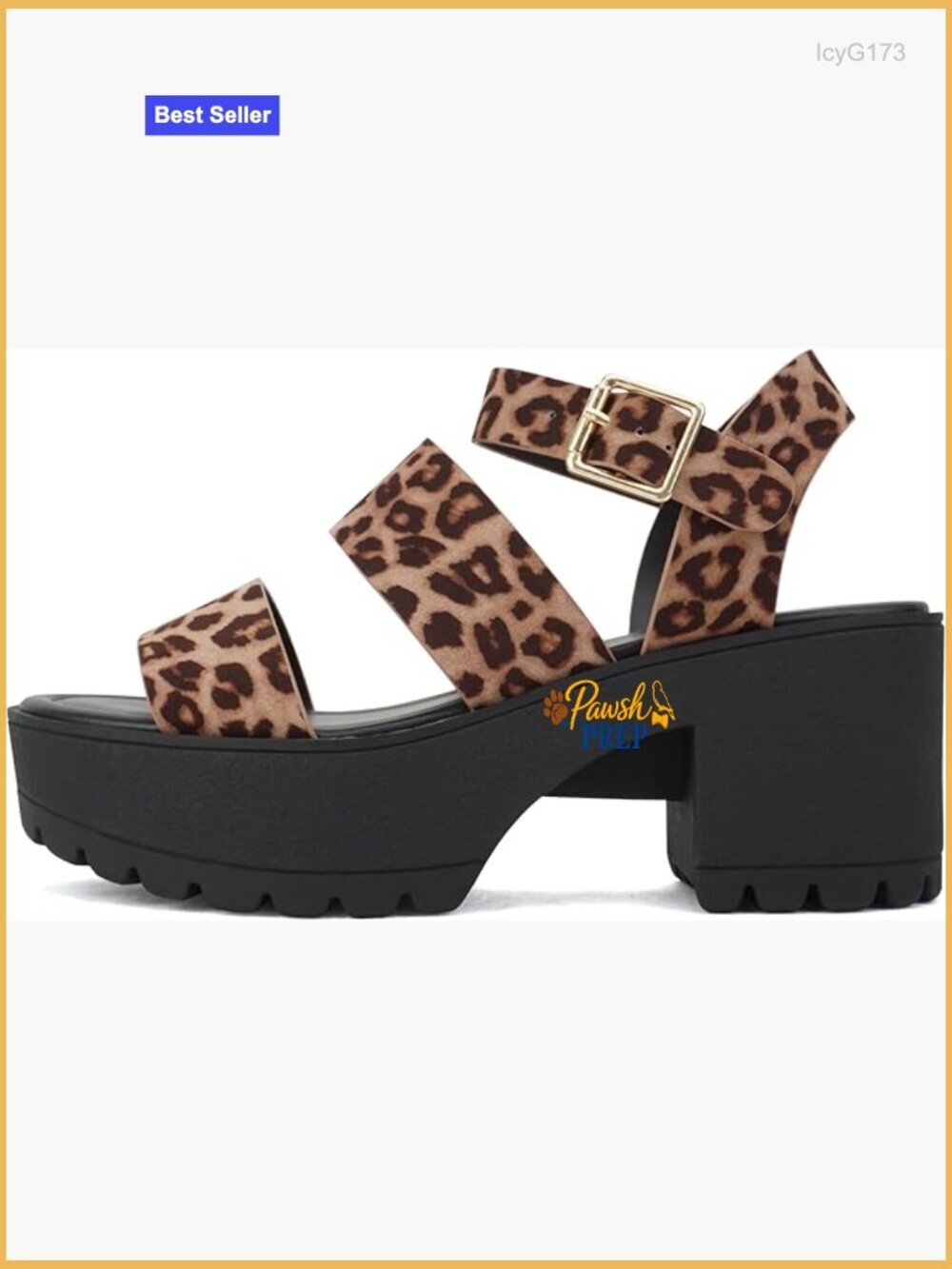 Open Toe Two Bands Lug Sole Block Heel Sandals with Ankle Strap